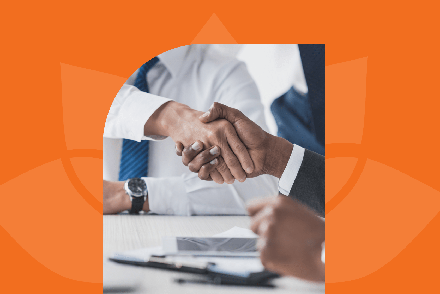 A handshake between partners